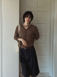 Crunchy linen ribbed round neck cardigan