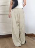 Boning Pintuck Washer Banding Waist Long Wide Pants