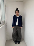 Pocol Pintuck Cotton Wide Balloon Pants