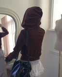 Ziz Velvet Slim Fit Hooded Zip-Up