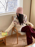 Away Wool Vintage Nordic Jacquard Knit Cardigan