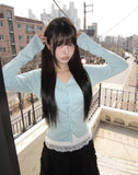 Duhi Twisted Button Long Sleeve Cardigan