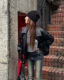 Hazel loose-fit pocket leather jumper