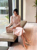 Ramet Tweed Chiffon Tie Flare One Piece