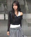 Handy Snap See-through Wrap Hood Knit