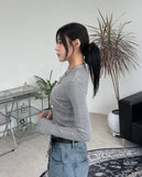 Kend Rivet Pigment Crop Long Sleeve