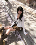 Mood Strap Ribbed Cardigan