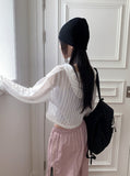 Solu see-through crop hooded cardigan zip-up