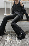 Snap Slit Denim Pants