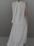 Raven Scarf Blouse Two-Piece Set