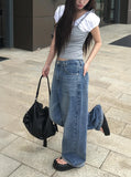 Liam Washed Denim Long Wide Pants