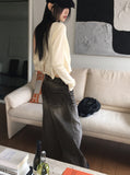 [3WAY] Jiber Snap Button Black Washing Wide Denim Pants