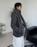 Blanc brush knit hooded zip-up