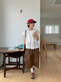 Butter Frill Shirring Short Sleeve Blouse