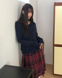 T-L Vintage Check Layered Midi Skirt