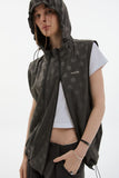 twin zipper dot hood vest