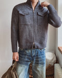 Horin Pocket Semi-Crop Knit Zip-Up