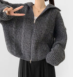 Cable Lulu Two-Way Loose Fit Knit Zip-Up
