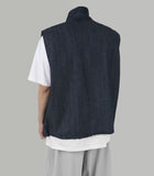 High neck denim vest