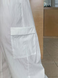 Mitu Summer Check Color Matching Cargo Wide Pants