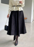 Tiamang Rose Jacquard Banding Flare Skirt