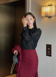 Riaki Frill See-Through Lace Blouse