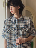 TOZ loose fit tweed half shirt