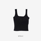 Noise Button Ribbed Sleeveless