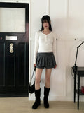 Garb Snap Button U-neck Long Sleeve T-shirt