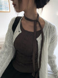Groom Cable Round Neck Knit Cardigan