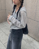 Luxe Black Wash Denim Long Skirt