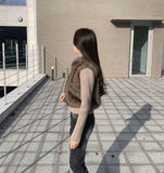 Detachable Sleeve Fur Vest Knit Jacket
