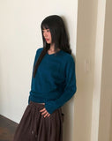Shus Basic V-Neck Loose Fit Long Sleeve Knit