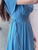 Javet V-Neck Pintuck Flare Long One Piece