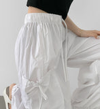 Nylon Rusting Side Ribbon Balloon Jogger Banding Pants