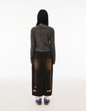 Damaged Washing Denim Long Skirt