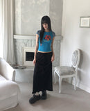 [Adjustable Strap] Genshi Frill Span Strap Long Skirt