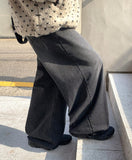 Pinbas Washed Denim Wide Pants