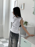 Pebble Hip Lettering Unbalanced Sleeveless