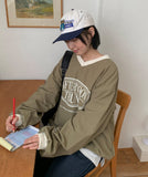 Sieming V-Neck Lettering Over Sweatshirt