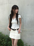 Shaon Punching Frill Lace Off Shoulder Blouse