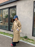 Uzino Pocket Button Stripe Long Coat