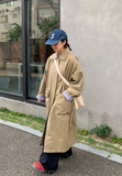 Uzino Pocket Button Stripe Long Coat