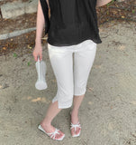 Back Pocket Capri Three Quarter Span Slit Cotton Pants