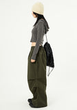 Hem snap pintuck nylon banding pants