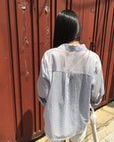 Tenon see-through check overfit long-sleeved shirt