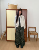 Shuni no-collar snap button string pocket crop overfit jacket