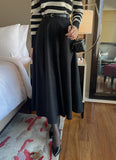 Polsyu belted flared long skirt