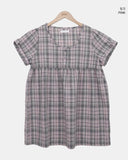 Selmin Check Short Sleeve One Piece