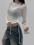 Lencheu See-Through Shirring Knitwear